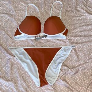 Rust and White Bikini Set